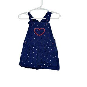 Child Of Mine Made By Carter's Girls Navy Polka Dot Red Heart Overall Dress Size